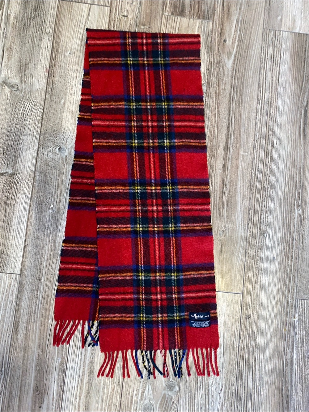 Polo Ralph Lauren Lambswool Scarf made in Scotland -plaid Red /Blue